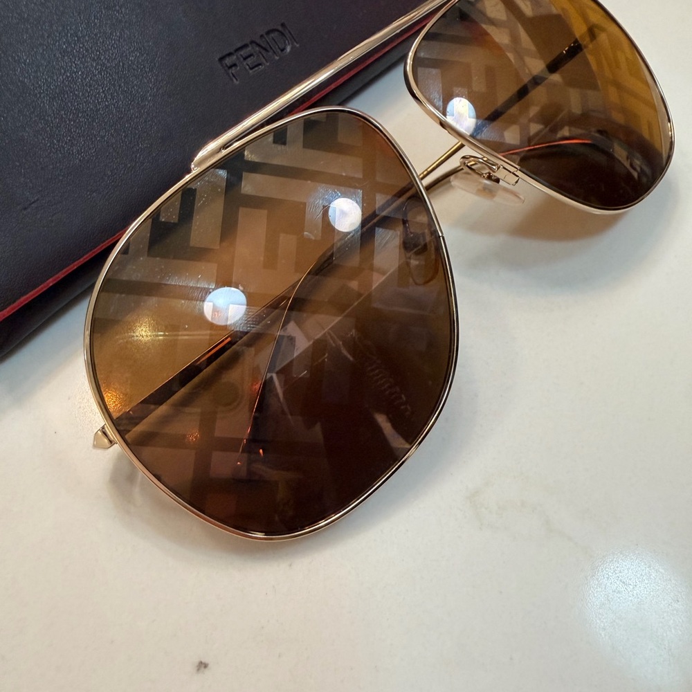 Fendi Gold Frame Sunglasses with Brown Lenses - Picture 2 of 5